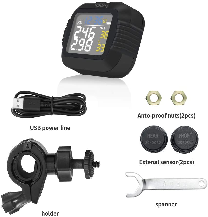 Tire Pressure Monitor - Infitary Motosiklet TPMS Lastik Basıncı İzleme