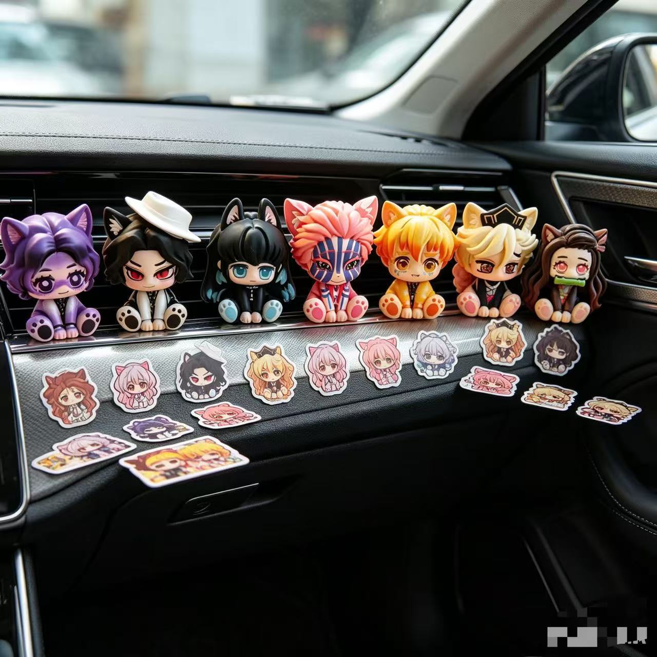 Car Accessories Etsy - Demon Slayer Sevimli Chibi Figür Araba